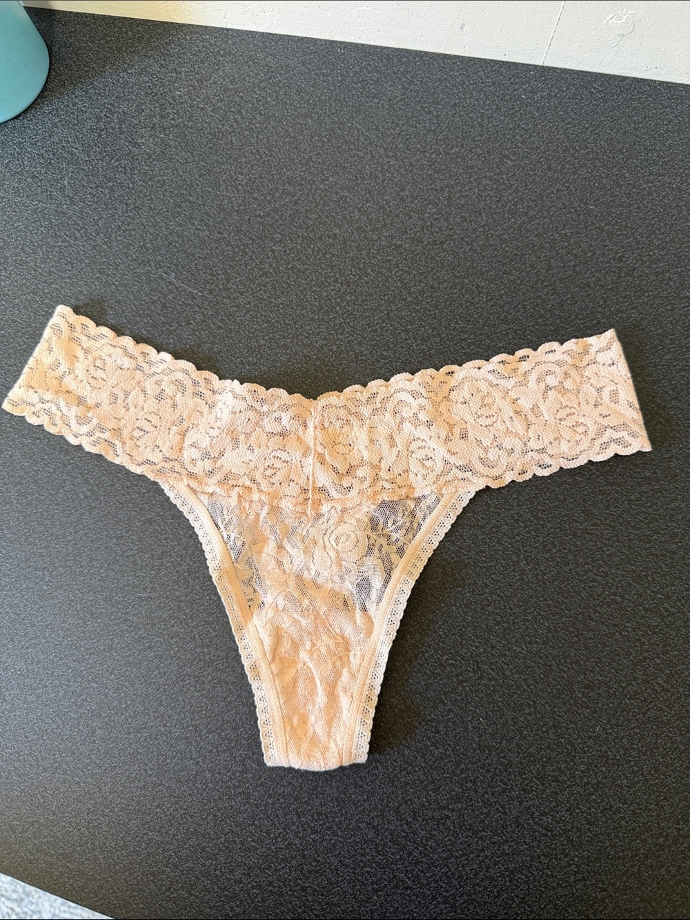 Lace Thong Panty in Blush Pink